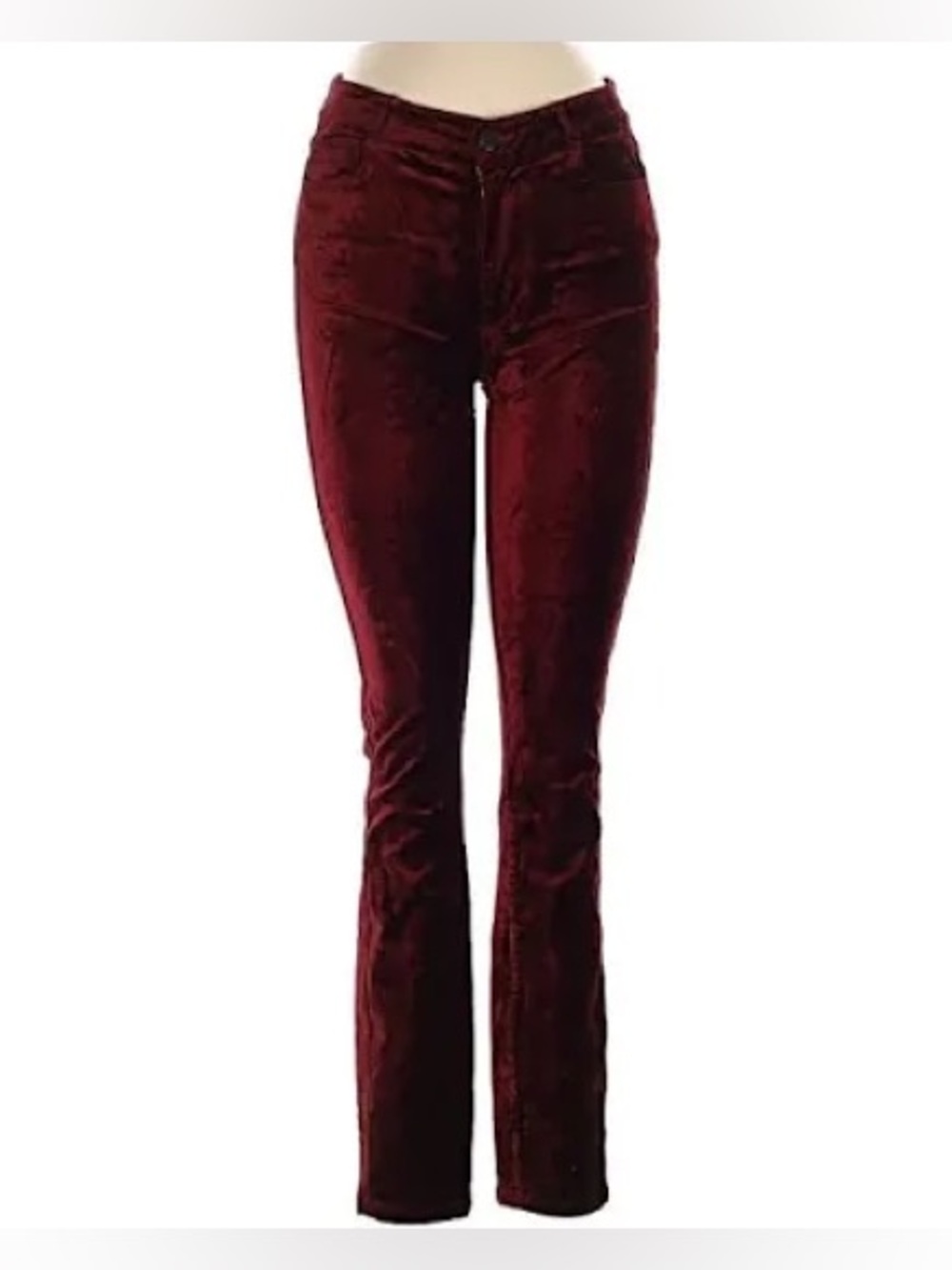 PAIGE Burgundy Verdugo Ankle Velvet Skinny Jeans
